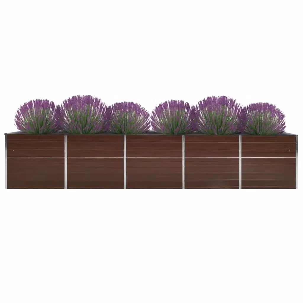 Berkfield Home Garden Brown Galvanised Steel Raised Bed W: 400 cm, D: 80 cm, H: 45 cm – 2