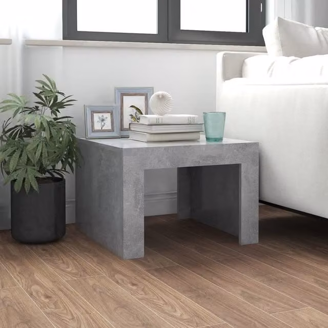Berkfield Home Modern Square Coffee Table in Concrete Grey, W/D/H: 50 x 50 x 35 cm – 1