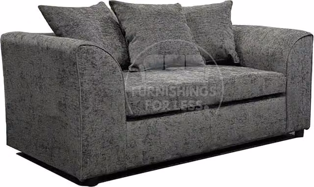Furnishings For Less UK Monaco Grey Chenille Fabric 2 Seater Sofa with Scatter Back and Curved Arms