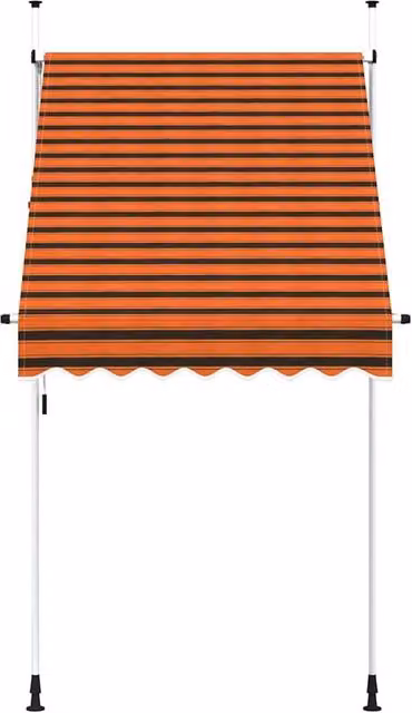 Berkfield Home Manual Retractable Awning, Orange and Brown Striped Polyester with Steel Frame, Width: 150 cm