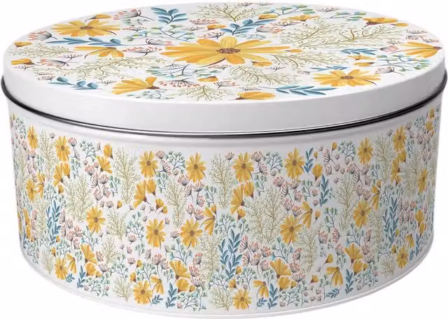 Purely Home Round Multicoloured Cake Tin with Yellow Daisies