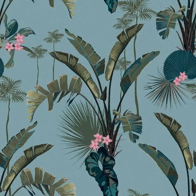 I Love Wallpaper Tropical Paradise Nature Wallpaper in Petrol Blue
