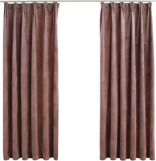 Berkfield Home Blackout Velvet Curtains, 2 Pack, Antique Pink, W: 140 cm, H: 175 cm
