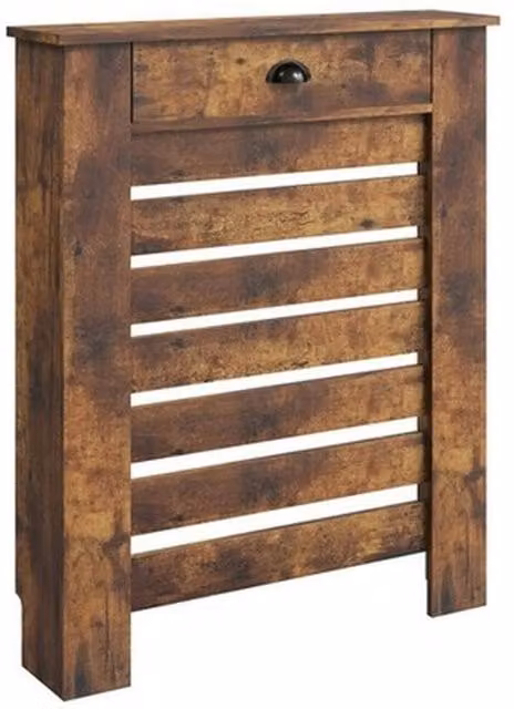 NESTLUNE Radiator Cover with Drawer, Horizontal Slat, Brown, W: 100 cm, D: 15 cm – 1