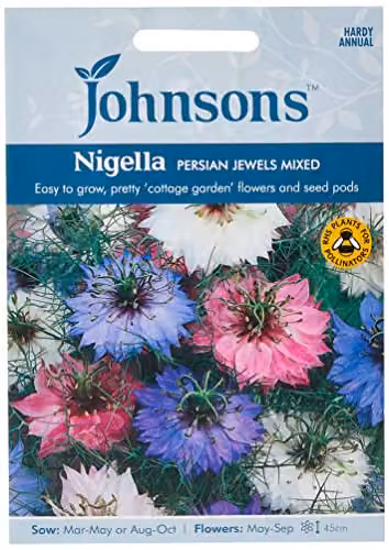 Johnsons Nigella Persian Jewels Multicolour Mixed Ornamental Flower Seeds – 1