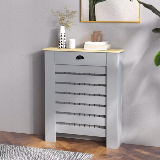 HOMCOM Radiator Cover with Drawer and Horizontal Slatted Grill, Grey