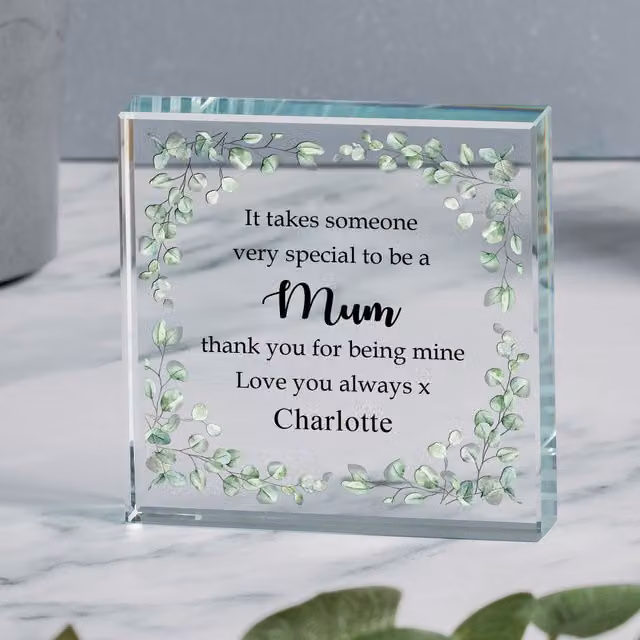Uniqueful Personalised Someone Special Floral Glass Token in Clear and Beige