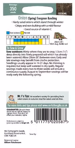 Mr Fothergill's Evergreen Bunching Spring Onion Seeds – 2