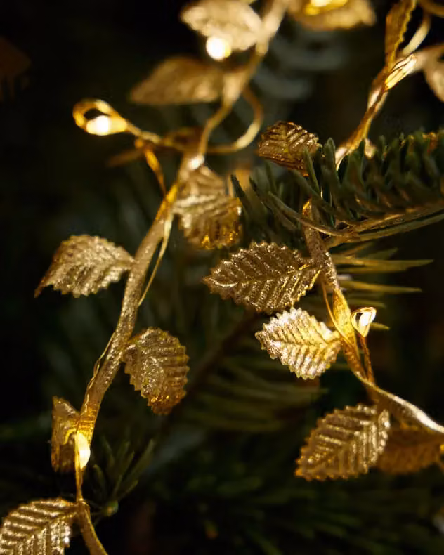 Dibor Golden Leaves Pre-Lit Christmas Table Decor Garland, Gold, 2m – 4