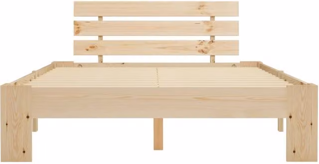 Berkfield Home Modern Solid Pine Wood Bed Frame, Natural, W/D/H: 200 x 140 x 66 cm