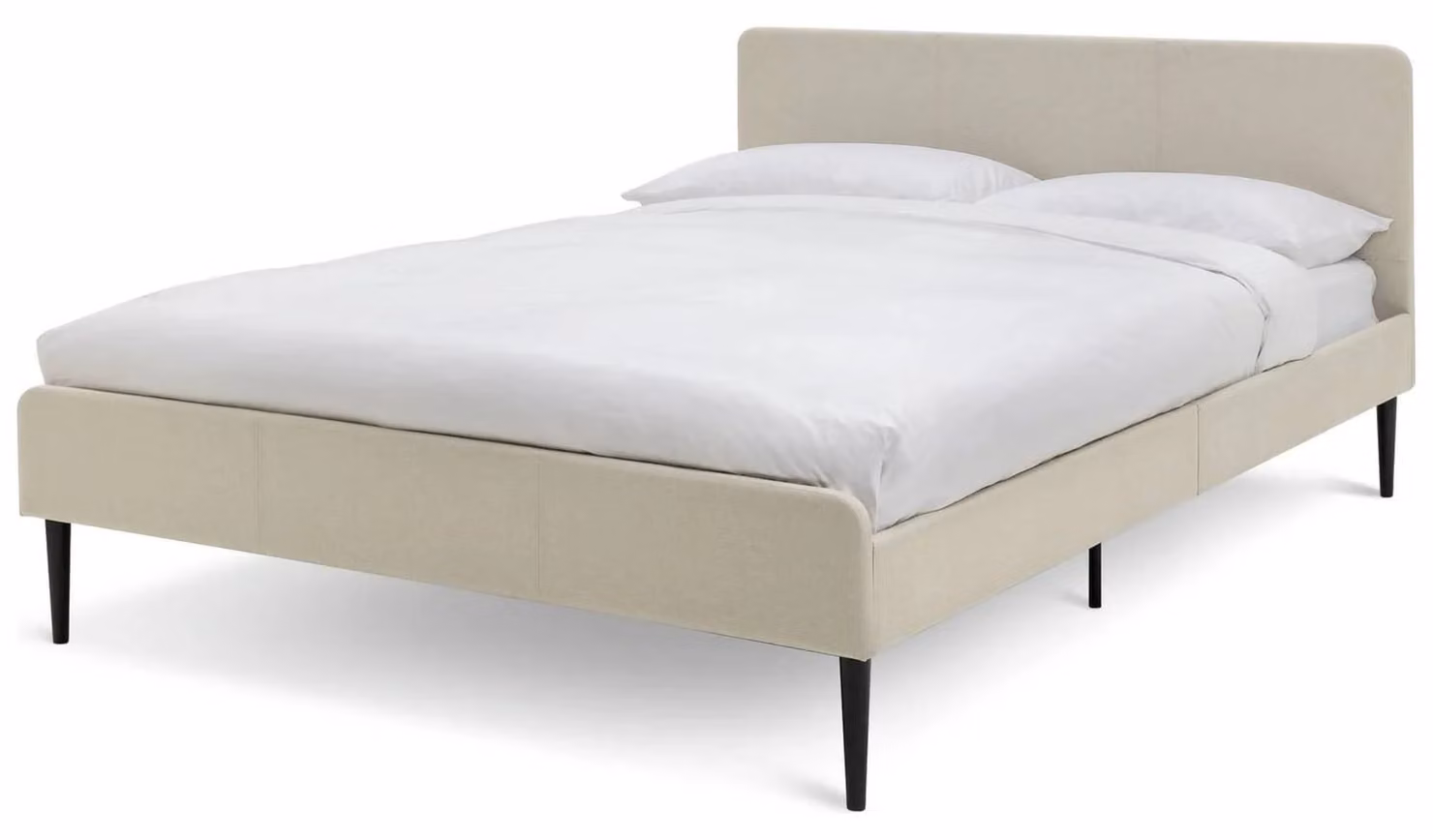 Kristopher Double Fabric Bed Frame in Beige with Upholstered Headboard, W/D/H: 140 x 200 cm