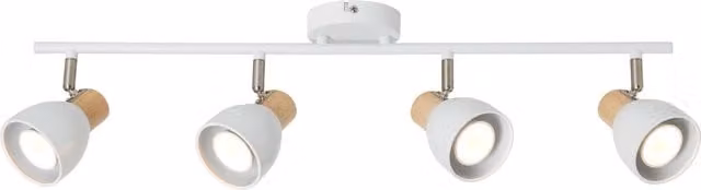 Litecraft Fallon Adjustable Ceiling Spotlight Bar in White and Wood