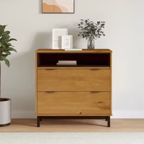 vidaXL FLAM Drawer Cabinet in Rustic Brown Solid Pine Wood, W/D/H: 80 x 40 x 80 cm – 2