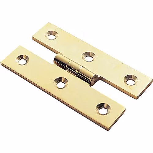 Loops Pair of H Pattern Cabinet Hinges in Polished Brass, W: 63 mm, H: 38 mm, D: 2 mm