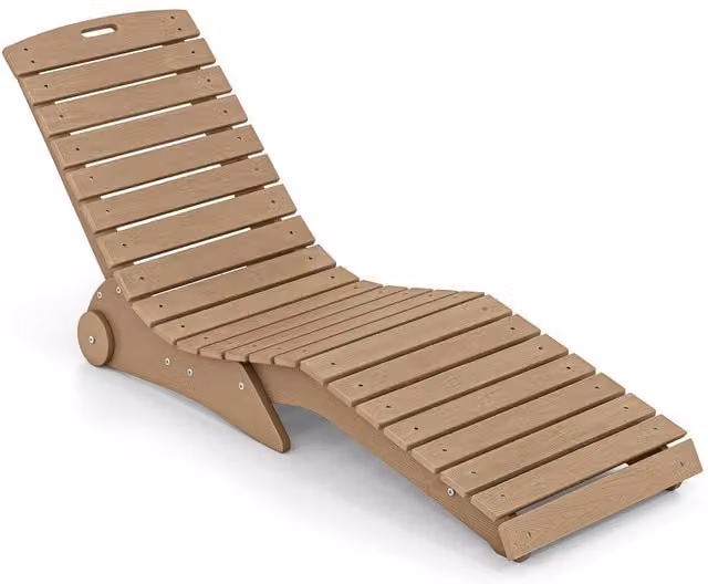 Costway Brown HDPE In-Pool Lounge Chair with Wheels and 205kg Capacity