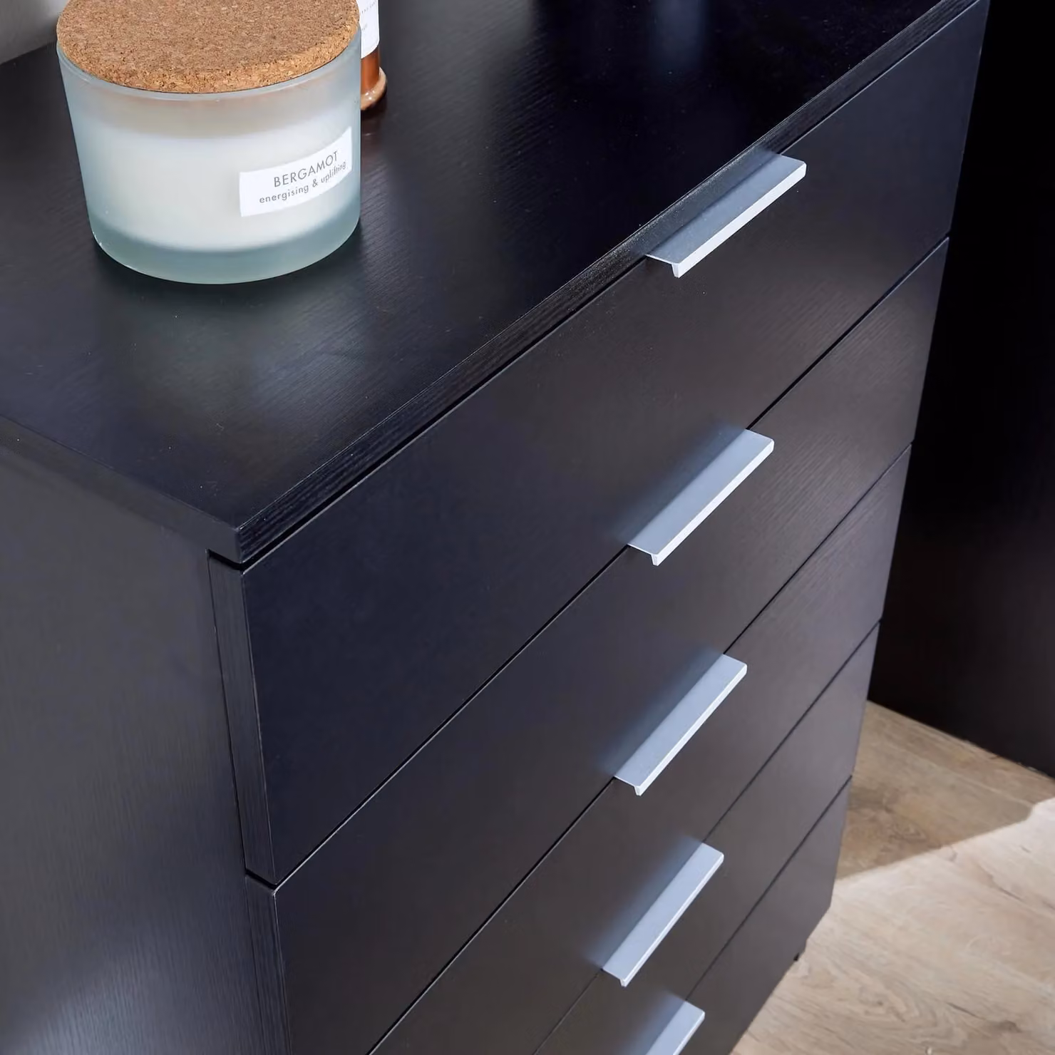 Home Source Phoenix 5 Drawer Chest of Drawers Bedroom Organiser in Black – 3