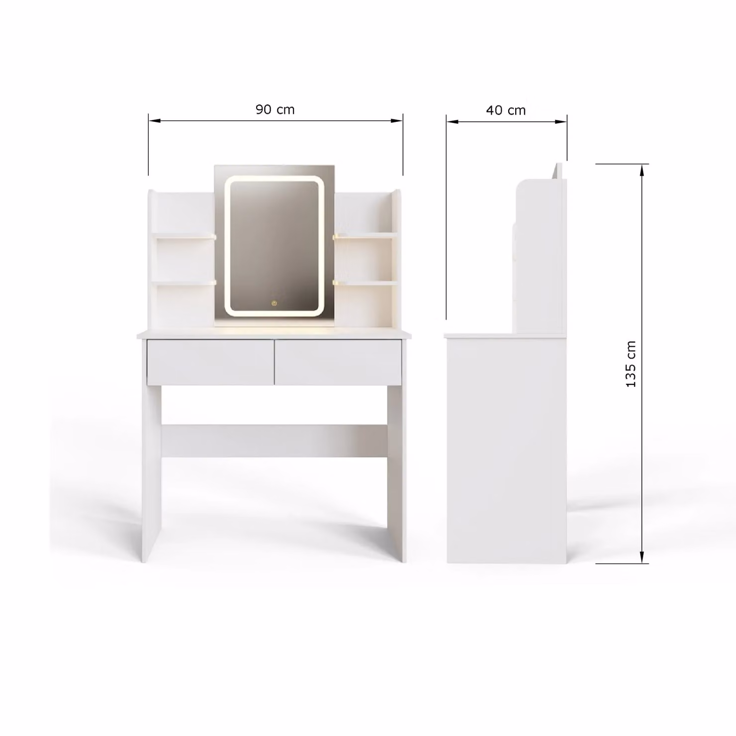 GFW Sadie LED Dressing Table Mirror in White – 2