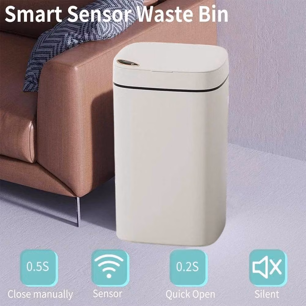 FLAVORA White Hands Free Smart Garbage Bin in Off-White – 2