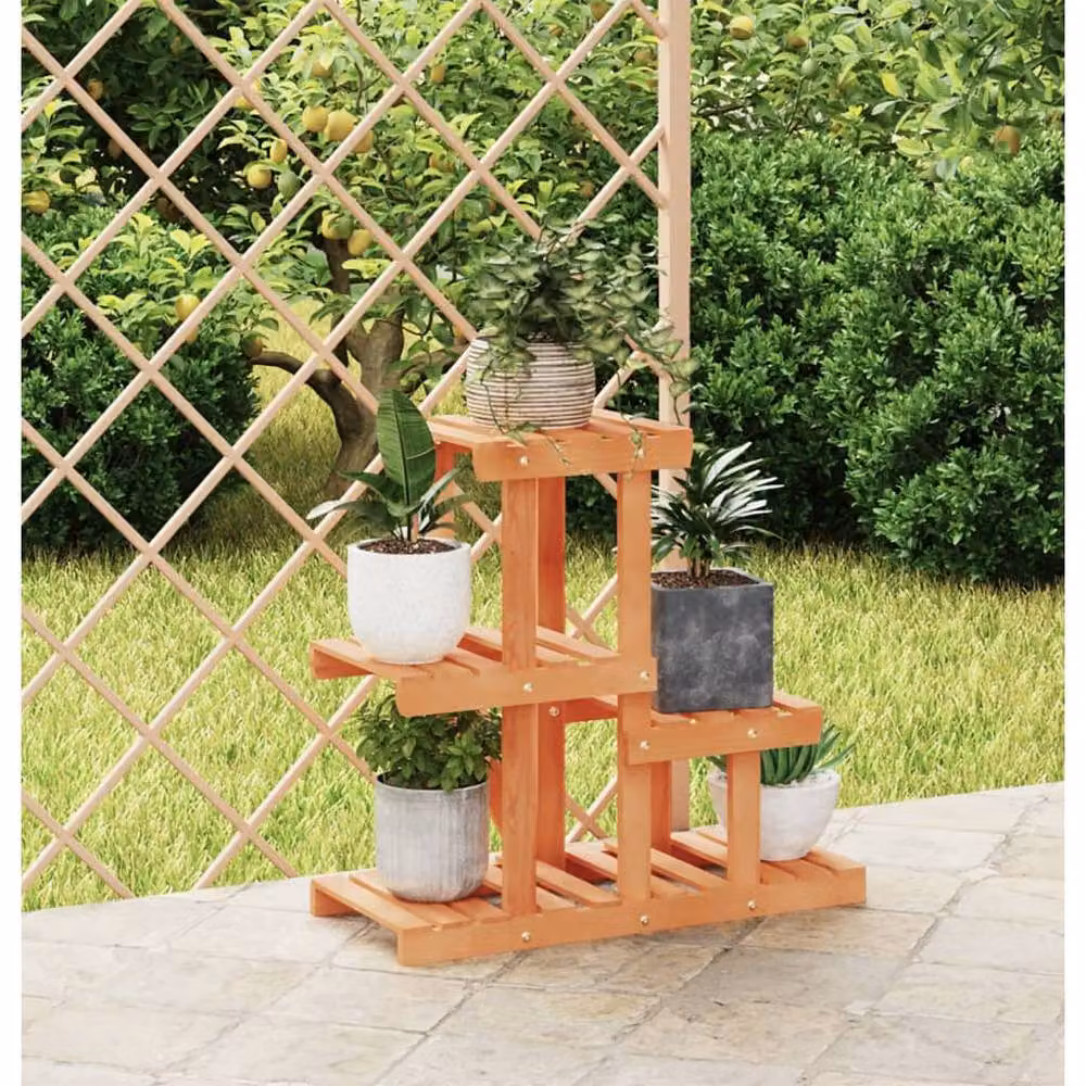 Berkfield Home Retro Solid Wood Flower Stand in Brown, W/D/H: 58 x 25 x 51 cm – 2