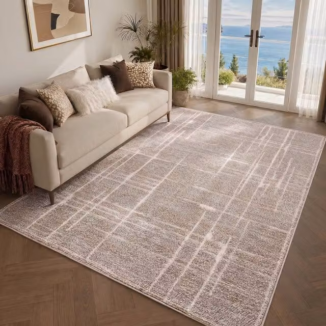 Livabliss Alba Modern Geometric Rug in Brown and Taupe, W/D/H: 200 x 275 cm – 1