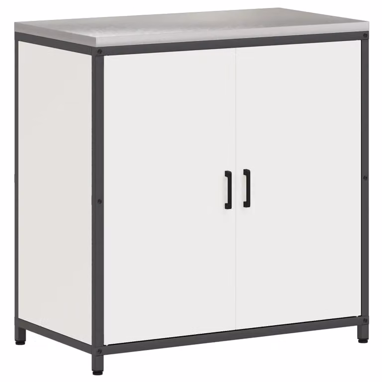 Berkfield Home Modern White Steel Kitchen Storage Cabinet with Internal Shelves and Hinged Doors