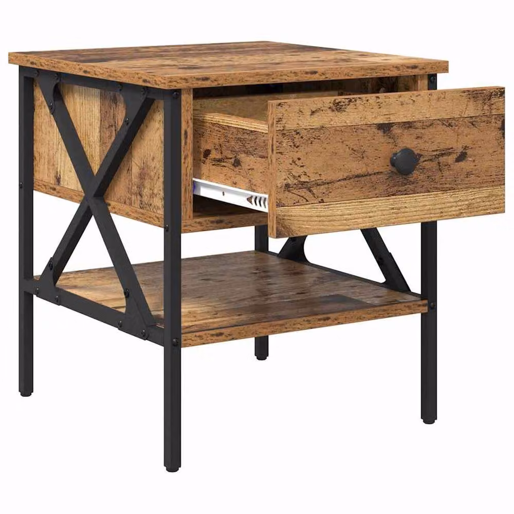 Berkfield Home Modern Bedside Tables, 2 Piece Set in Old Wood Brown, W/D/H: 40 x 42 x 45 cm – 5