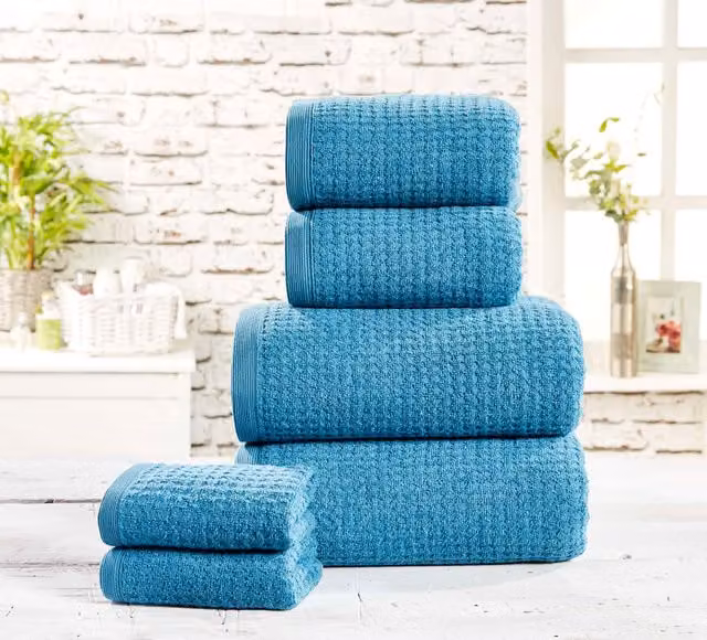 Rapport Home Blue Waffle Pique Cotton Towels