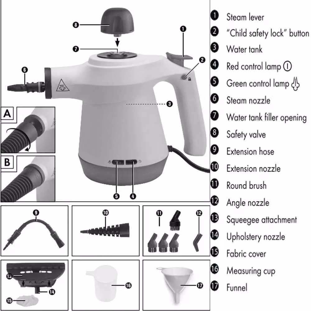 Havendro Portable Handheld High Pressure Steam Cleaner in White – 4