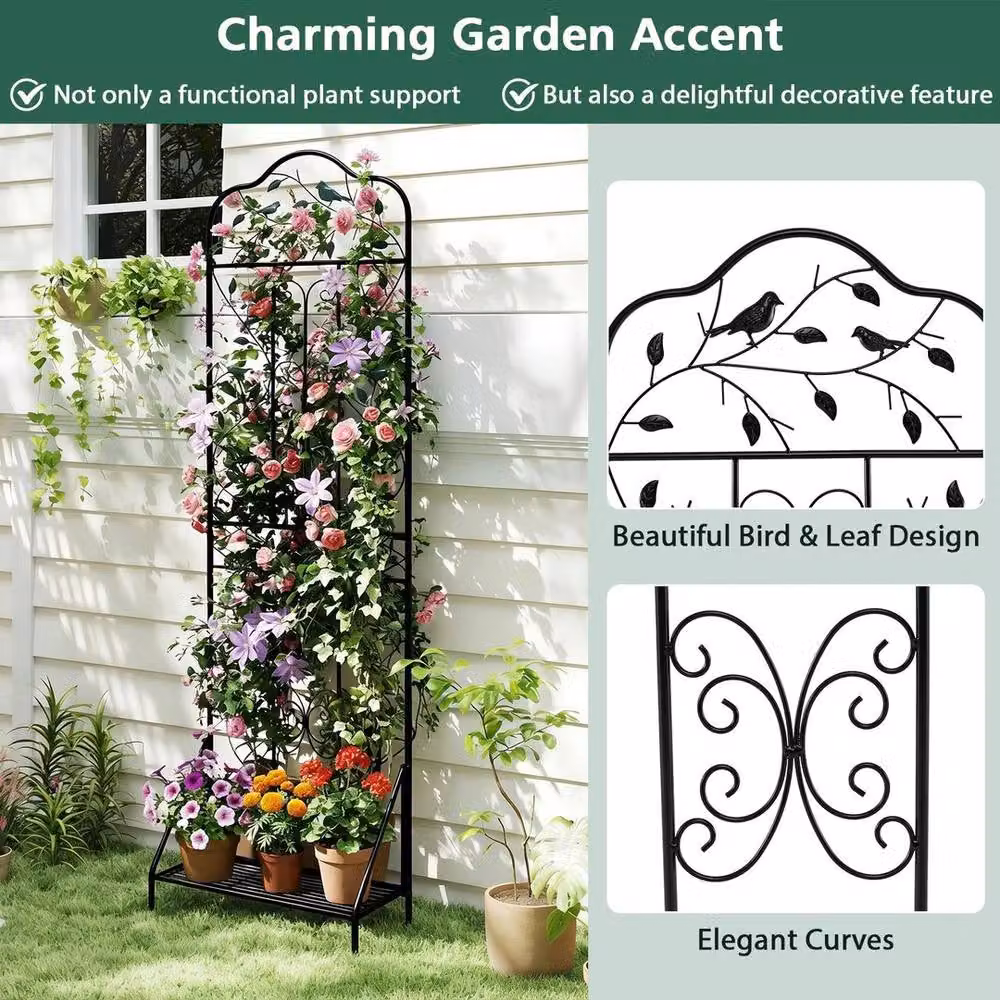 Kelvenix 2-Pack Black Metal Freestanding Rose Trellis, Height: 190 cm – 4
