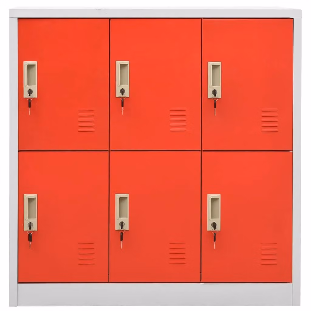 Berkfield Home 5-Piece Metal Locker Cabinet Set in Light Grey and Red, W/D/H: 90 x 45 x 92.5 cm – 2