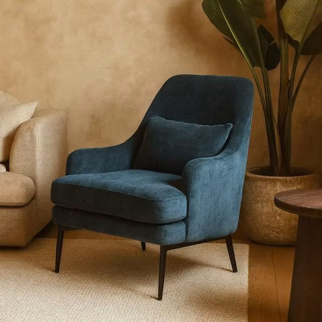 Wyld Haus Camden Blue Velvet Wingback Accent Armchair – 1