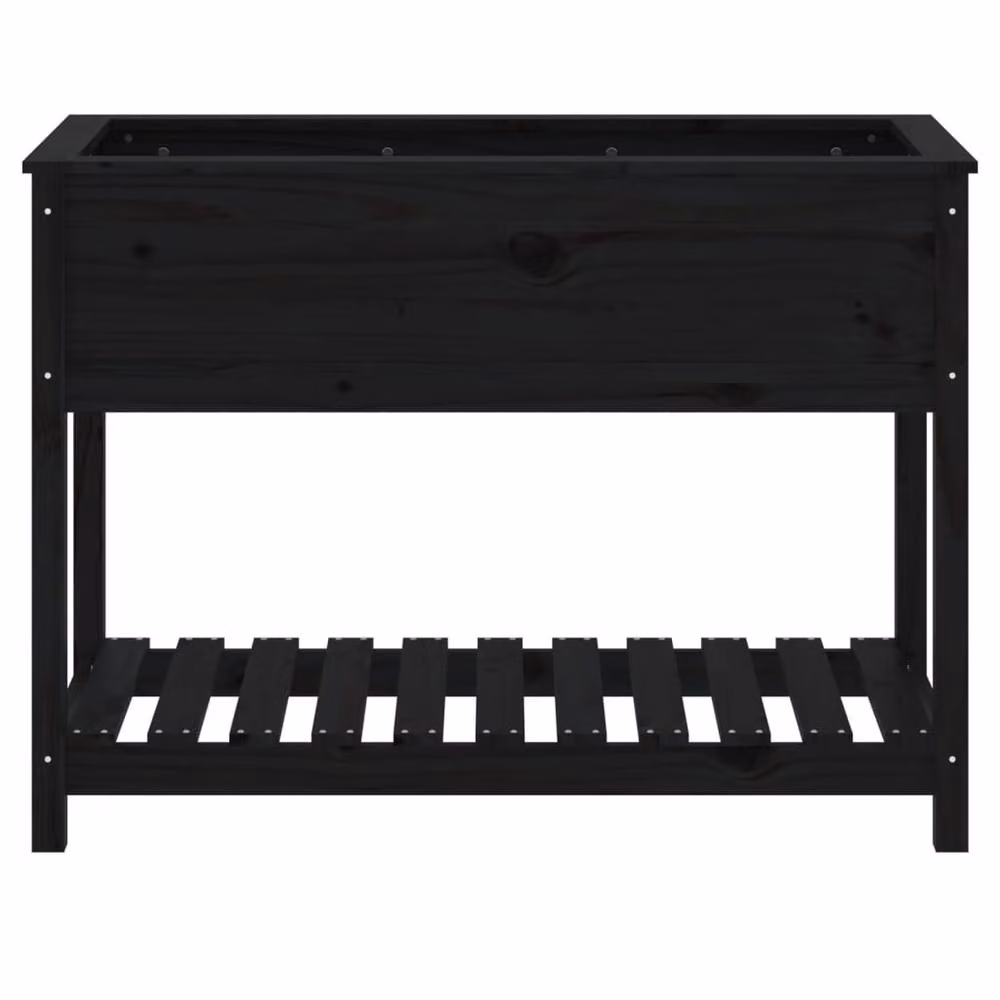 Berkfield Black Solid Wood Pine Planter with Shelf W/D/H: 111.5 x 54 x 81 cm – 4