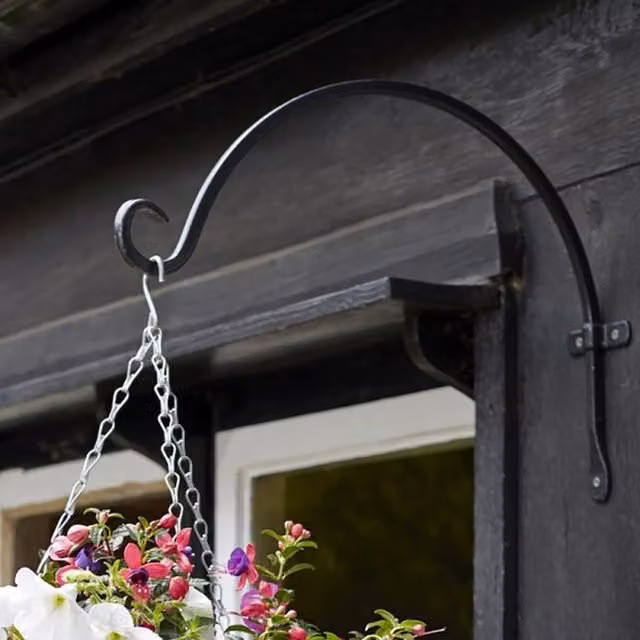 Garden Mile 8 inch Black Metal Forge Round Hanging Basket Hook