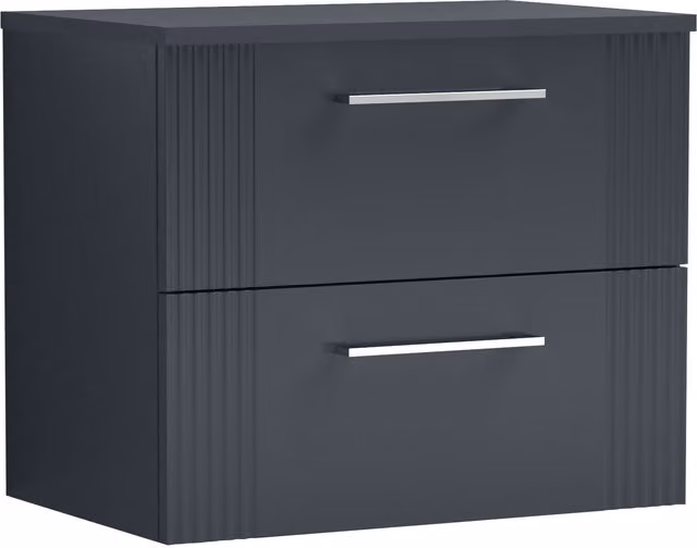 Balterley Modern 2 Drawer Wall Hung Vanity Unit with Matching Worktop, Grey, Width: 60 cm – 1