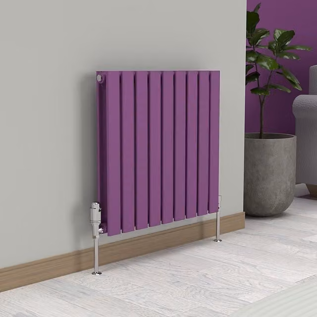 Lux Heat Flat Horizontal Double Radiator in Pretty Plum Purple, W: 60.0 cm, H: 63.0 cm