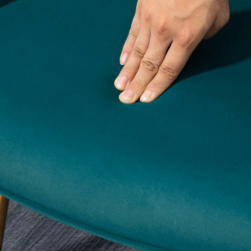 STILVORA Green Velvet Wingback Armchair with Matching Ottoman and Metal Frame – 6
