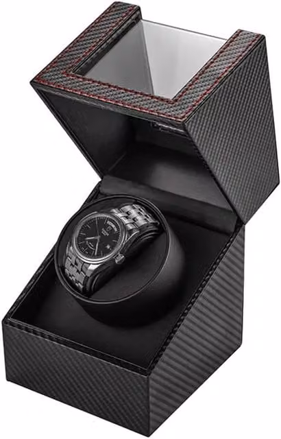 NESTLUNE Automatic Watch Winder Display Case and Rotating Storage in Black