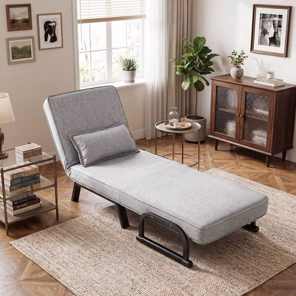 Costway Convertible Sleeper Chair Folding Sofa Bed in Grey with Adjustable Backrest and Armrests – 3