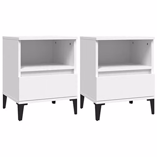vidaXL Set of 2 White Industrial Bedside Cabinets W/D/H: 40 x 35 x 50 cm – 1