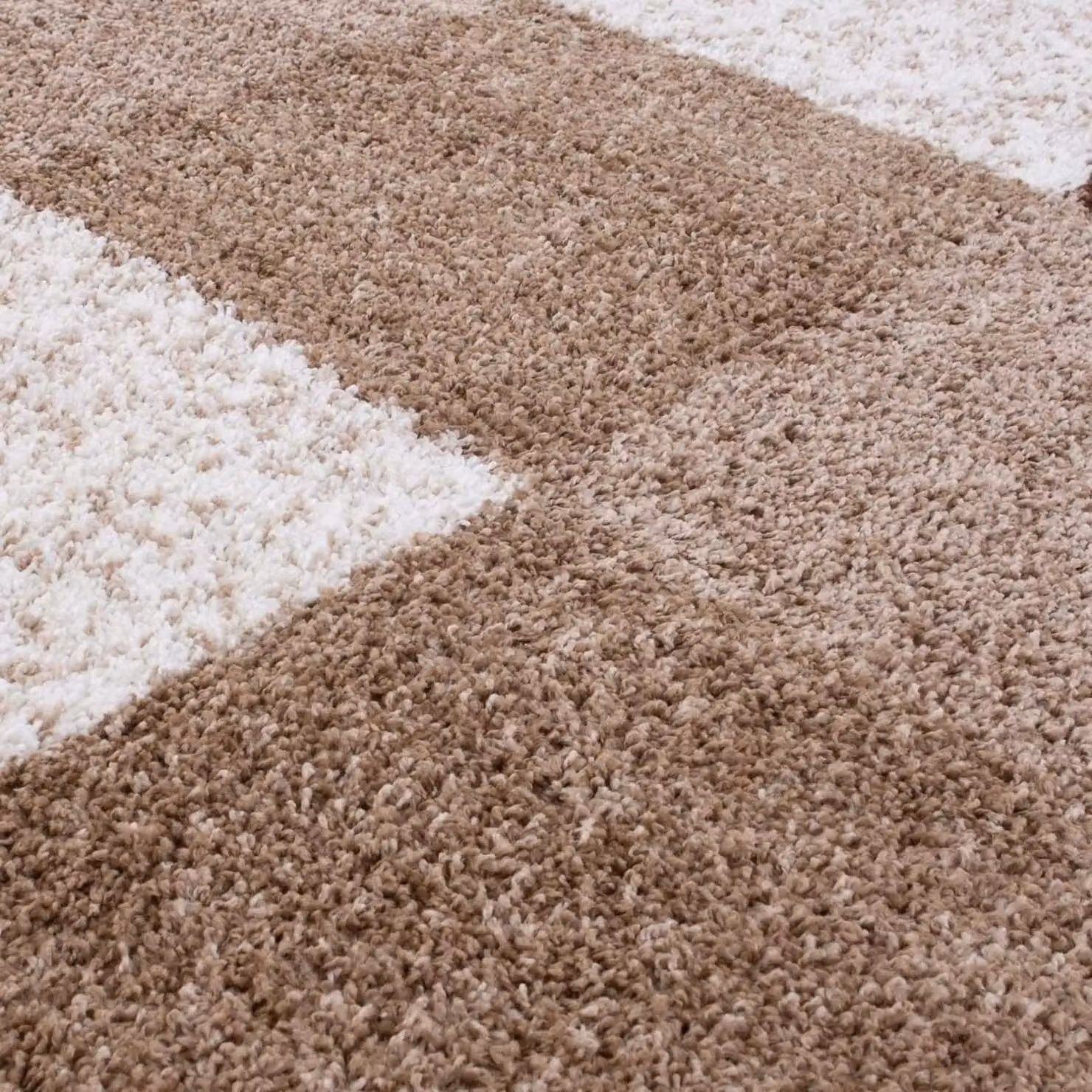THE RUGS Modern Checked Shaggy Area Rug, Brown, W/D/H: 80 x 150 x 1 cm – 8