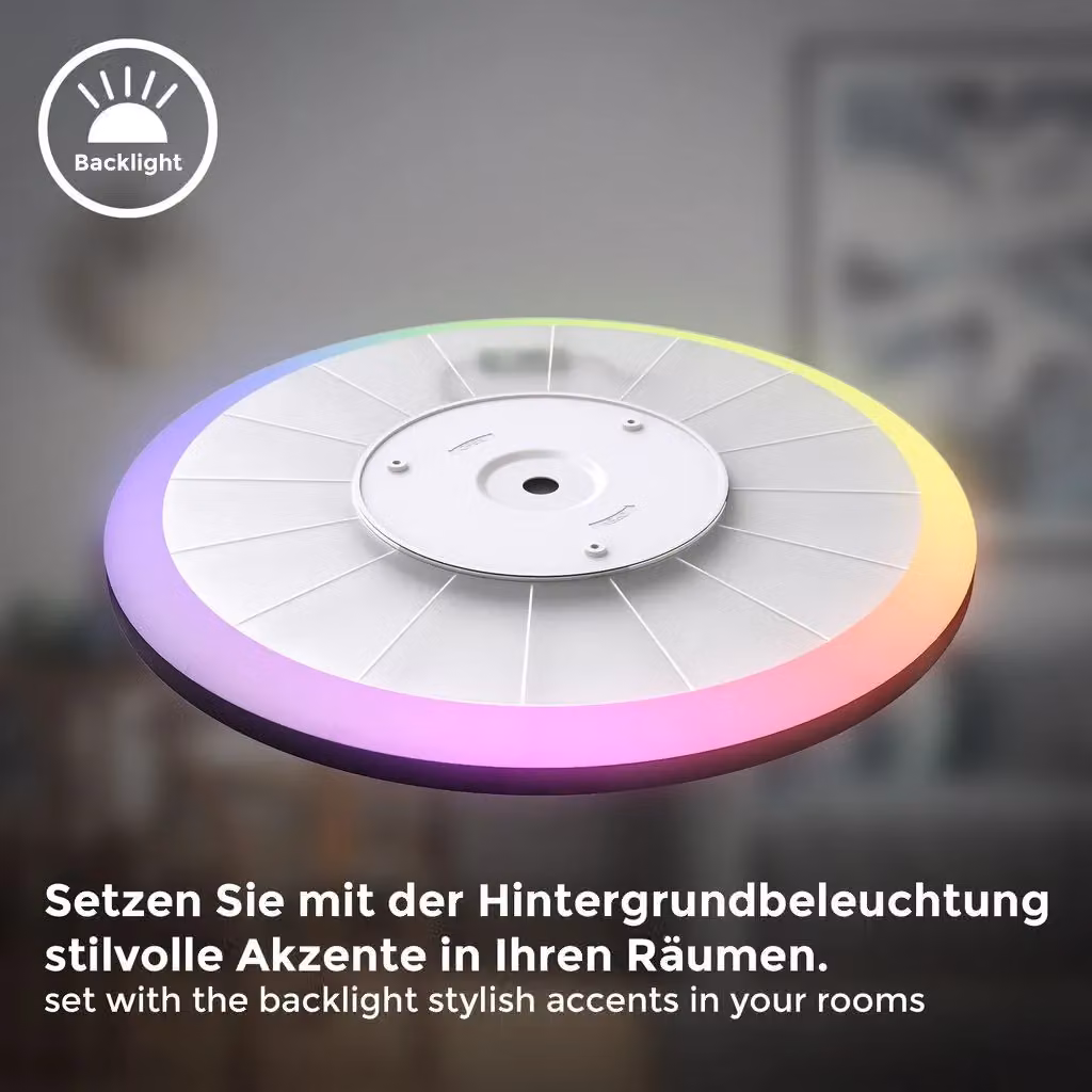 B.K.Licht Ultraslim RGBW LED Ceiling Panel, Black, Dimmable with Remote Control, W/D/H: 42 x 42 x 3 cm – 7