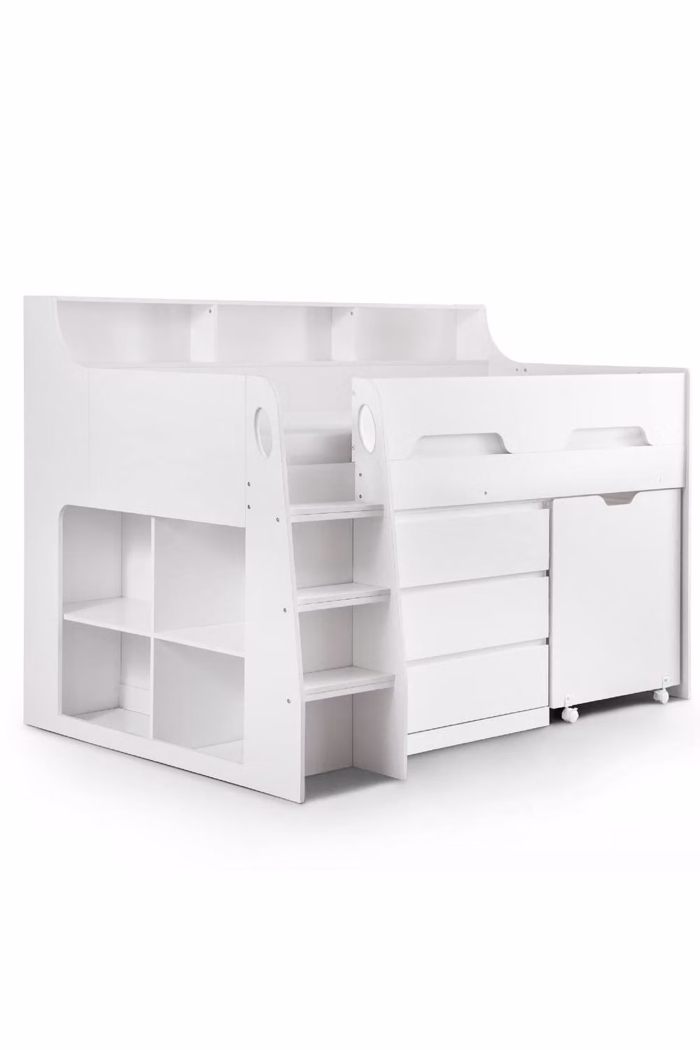 Julian Bowen Jupiter White Mid Sleeper Cabin Bed with Stairs and Drawers – 2