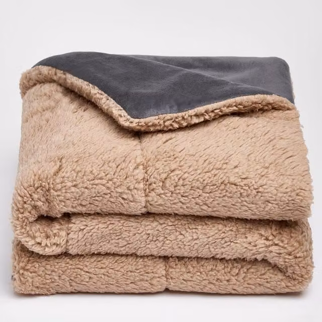 Brentfords Grey Fluffy Fleece Throw, Width: 110 cm