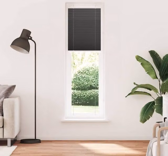 Berkfield Home Single Pleat Black Polyester Semi-Transparent Corded Blind W: 60 cm, H: 200 cm – 1
