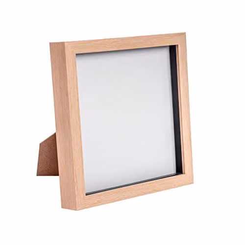 Nicola Spring Modern Square 3D Shadow Box Photo Frame, Brown, W/D/H: 20.32 x 20.32 x 3.5 cm – 1