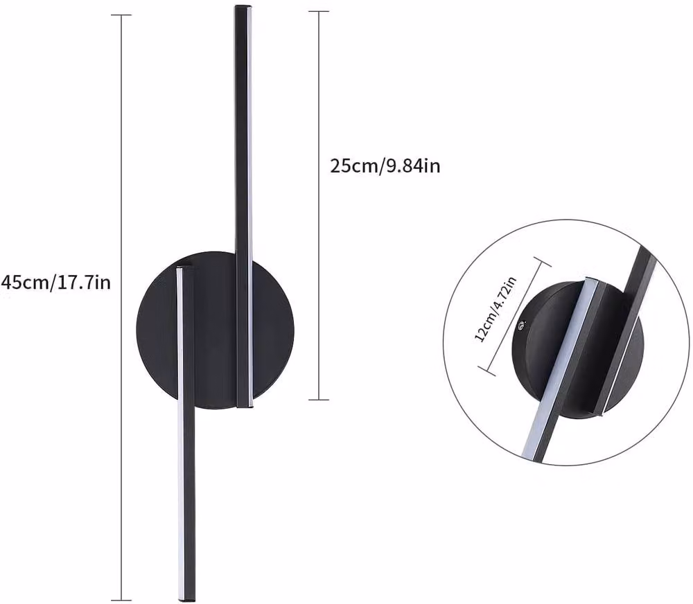 Pheashine Modern LED Wall Lamp, Black, Warm White 3000K – 3