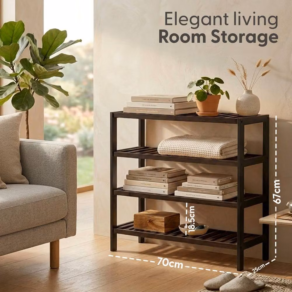 Keplin 4-Tier Bamboo Shoe Rack in Black – 2
