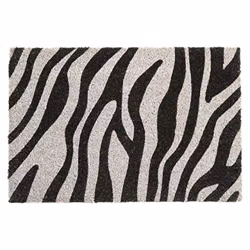 Premier Housewares Zebra Design Coir Doormat, Black and White, W/D/H: 60 x 40 x 2 cm – 2