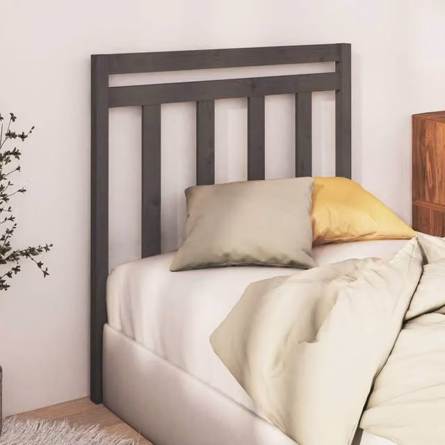 Berkfield Home Beautiful Bed Headboard in Grey Solid Pine Wood, W/D/H: 95 x 4 x 100 cm – 1