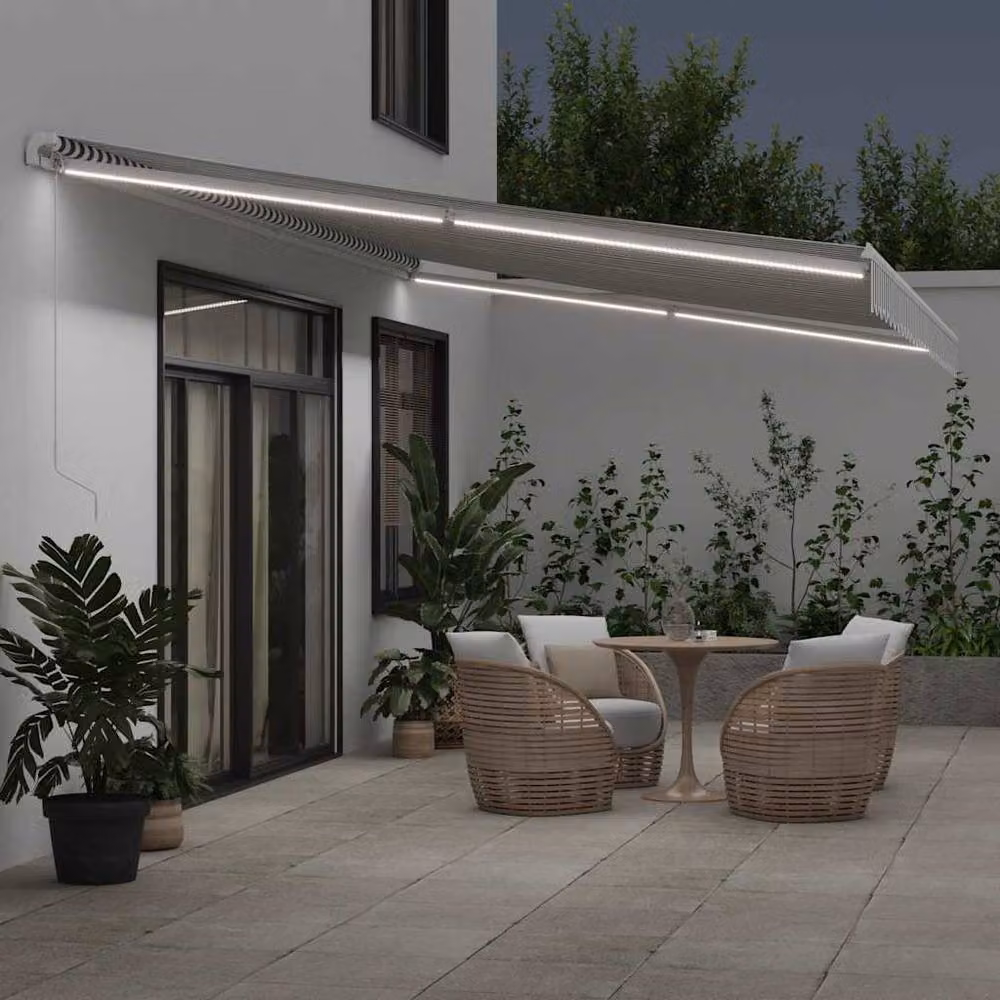 Berkfield Home Manual Retractable Awning with LED, Black and Anthracite, W: 600 cm, D: 300 cm – 3
